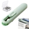 Portable Binder Clip Stapler with 50 Reusable Push Clips, Staple Free Document Binding Tool
