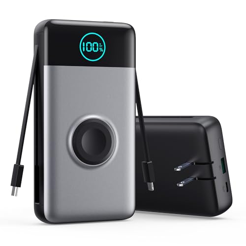 Portable Charger for iPhone with Built-in Cables and AC Wall Plug,Upgraded 40800mah Fast Charging USB C Power Bank,25W PD Travel Essentials Battery Pack for iPhone 17/16/15/14/13,Galaxy,Apple Watch