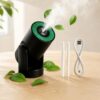 Portable Mini Humidifier with 2 Mist Modes, 220ml USB Cool Mist Humidifier, Adjustable-Angle Nozzle, Colorful Night Light, Quiet Personal Desk Humidifier for Bedroom, Office, Car and Travel, Black