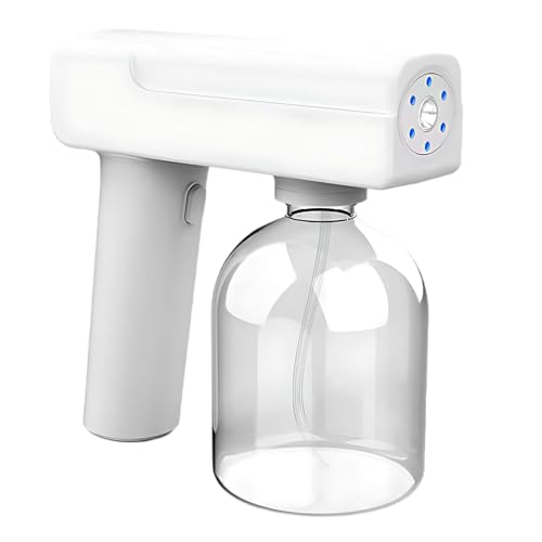 Portable Nano Alcohol Spray Gun, Cordless Electric Fogger Machine with Blue Light, 10.1 oz / 300 ml Tank, Rechargeable 1200mAh, 6.6-8.2 ft Spray Range, for Cleaning and Odor Removal
