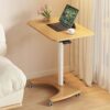 Portable Pneumatic Lift Table, Mobile Standing Desk with Foldable Design, Lightweight Podium Stand with Alloy Lift Column and Wheels for Easy Mobility