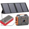 Portable Solar Generator 300W Power Station with Solar Panel Charger, Power Bank with Solar Panel 40W,110V AC Outlet 65W Camping Battery Pack for Laptop Smart Device RV Outdoor Hurricane Power Outage