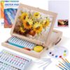 Portable Wooden Tabletop Art Easel Set with 24 Acrylic Paints for Painting