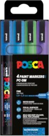 Posca 186530 - Set of 4 PC-3M Glitter Acrylic Pens - Permanent Marker 0.9-1.3mm Round Tip