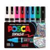 POSCA PC-5BR Water-Based Paint Markers, Reversible Brush Tip (1.0-4.0mm), Assorted Colors, 8 pack