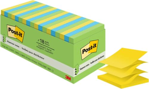 Post-it Pop-up Notes, 18 Sticky Note Pads, 3 x 3 in., School Supplies, Office Products, Accordion Sticky Notes Work with Pop-Up Note Dispenser, Floral Fantasy Collection (Pack of 8)