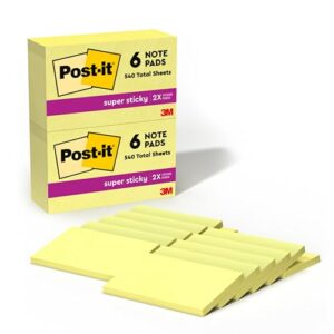 Post-it Super Sticky Notes, 3 x 5 in, Canary Yellow, 12 Pads, 90 Sheets/Pad