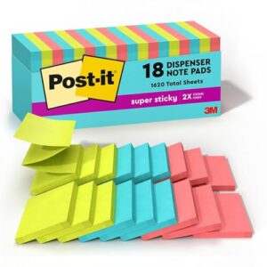 Post-it Super Sticky Pop-up Notes, 3-inch x 3-inch, Supernova Neons Collection, 90 Sheets/Pad, 18 Pads/Pack (R330-18SSMIACP)