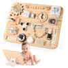 Potatomato Montessori Large Busy Board - Wooden Sensory Toys -Fidget Activity Board for Toddlers Boys and Girls- Motor Skills Gifts for ADHD & Autistic Children Kids 3 4 Years Old