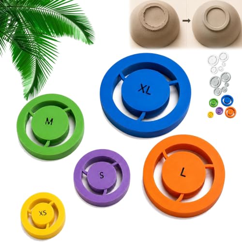 Pottery Foot Ring Tool, Clay Base Aligner for Ceramic, Pottery Foot Molder, Press Molds Stamp Mold Round Divider Hand Building Maker for Wheel Throwing Trimming Sculpting Crafts,Color