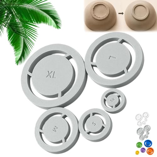 Pottery Foot Ring Tool, Clay Base Aligner for Ceramic, Pottery Foot Molder, Press Molds Stamp Mold Round Divider Hand Building Maker for Wheel Throwing Trimming Sculpting Crafts,Gray