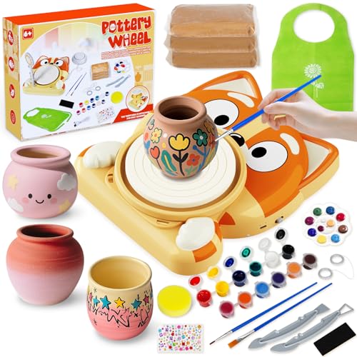 Pottery Wheel for Kids, Complete Pottery Kit for Beginners, Arts and Crafts for Kids Ages 8-12, with Air Dry Clay Painting Kit Sculpting Tools, Birthday Gift for Boys Girls 6 7 8 9 10 11 12 (Dog)