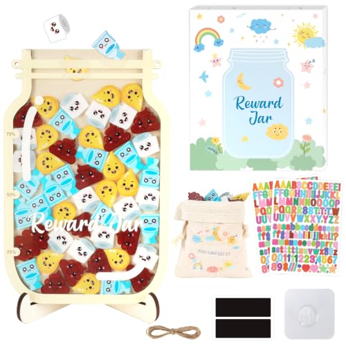 Potty Training Reward Jar,Magnetic Reward Jar for Kids,Potty Rewards System with 52 Tokens,Potty Training Chart for Toddlers Boys Girls Classroom Incentive Jar Good Behavior Management Tool