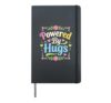Powered by Hugs Cute Floral Family Quote Love Hearts Hardcover Journal, Black