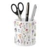 pqwoufb Ceramic Pen Holder for Desk, Cute Floral Pencil Holder & Pen Cup, Decorative Desk Organizer & Office Accessories, Makeup Brush Holder for Home Office School
