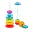 PracticeJQDEN Montessori Toys for 1 Year Old, Spinning Stacking Toys for Toddlers 1-3, Baby Sensory Learning Spinning Rainbow Rings, Cause and Effect Fine Motor Skill Development Gift