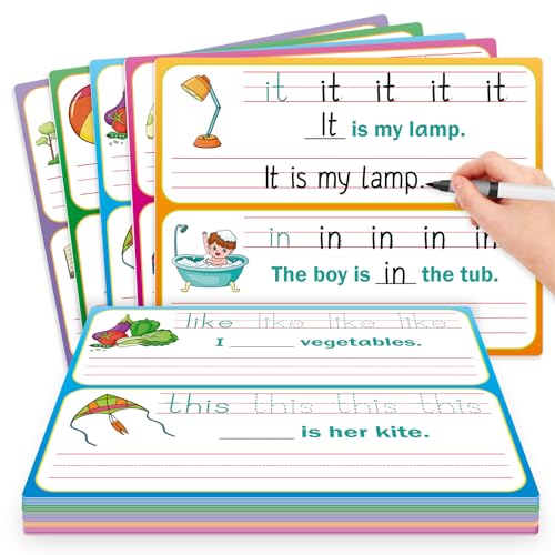 PraxiKidy Sight Words Flash Cards Sentence Building for Kids, Handwriting Practice Writing Tracing Phonics Flash Cards,Preschool Kindergarten 1st Grade Learning Activities Homeschool Speech Therapy