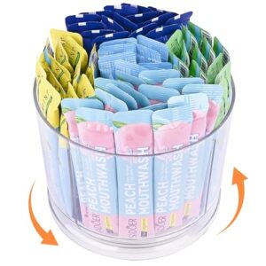 Prdingfy Drink Packet Organizer, 360° Spinning Lazy Susan for Pantry & Cabinet – Clear Acrylic Rotating Drink Mix Holder with 5 Compartments for Drink Mix Packets, Flavor Sachets, Coffee & Tea Packets