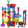 PRE-WORLD 171Pcs Motorized Elevator Marble Run with Glow Marbles for Kids