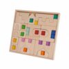 predolo Wooden Castle Arch Building Blocks Set Puzzle Base Fine Motor Skills Wooden Block Puzzle Educational Sensory Learning, Beechwood Castle with 19 Jelly Acrylic Pieces