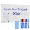 Premium 36" x 60" Ultra White Magnetic Glass Dry Erase Board - Frameless Tempered Glass Whiteboard, Wall Mounted, Includes 6 Markers - Perfect for Office, Home, School