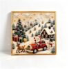 Premium 3D Pearl Christmas Wall Art Kit, Faux Bead Embroidery Craft Set, Santa Train Reindeer Snowman Canvas Decor, Winter Seasonal Relaxing Hobby Gift for Adults Beginners Women (Type-A)