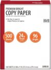 Premium Bright Paper, 8.5" x 11", 96 Bright, White, 24 lb., 1 Ream (500 Sheets)