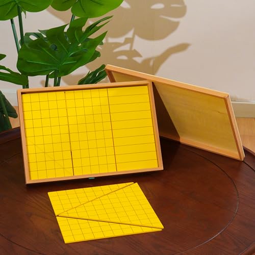 Premium Montessori Math Materials, Yellow Area Measurement Geometric Board Beechwood , 2D Shape Area Formula Manipulatives for Triangles & Polygons, Homeschool Classroom Geometry Tools for Kids 6-12