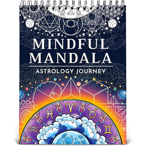 Premium Zodiac Mandala Coloring Book for Adults – 50 Astrology Designs – 180gsm Thick Bleed-Proof Paper, Spiral Bound Lay-Flat, Perforated – Frameable Art, Horoscope Gifts for Women, Star Signs