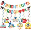 Preschool Graduation Decorations: Straight Outta Preschool Banner Graduation Banner 2026 for Pre K Congrats Party Decorations 2026