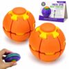 Press-to-Spin Stress Relief Fidget Ball Self Rotating Transforming Decompression Desk Spinner Tactile Handheld Gadget Mechanical Motion Novelty Gifts for Office Study Travel(Orange)