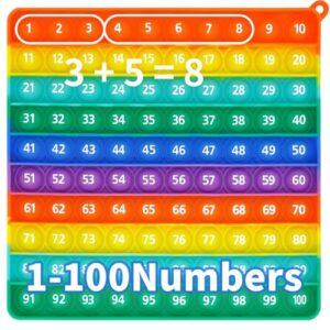 Press Bubble Math Sensory Toy: 1-100 Numbers Counting & Fidget Manipulatives, Stress Relief for Homeschool Kindergarten Classroom, Early Math Education-YGC LAOMI