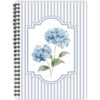 PRESSINART Blue Hydrangea Journal Notebook 8 x 6 Inch Striped Spiral Journal 160 Pages/80 Sheets A5 Hardcover College Ruled Notebook with Pocket for Writing Notes Travel Office Stationery Supplies