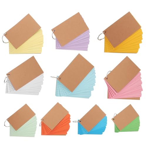 PRETYZOOM Double-sided Ruled Index Cards with Stainless Steel Ring with Ring Binder 10pcs 3x5 Inch Flashcard Booklet Paper Material Prevent Ink for Studying Sessions and Daily Tasks