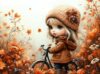 Prime Time Puzzles 1000 Piece Jigsaw Puzzle for Adults - Cute Girl with Bicycle in Colorful Fall Leaves and Flowers - Challenging Puzzle Perfect for Game Nights - 20x27 inches (Autumn's Grace)