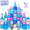 Princess Castle Magnetic Tiles 112PCS with 4 Dolls 2 Stairs & Magnetic Art Decors Kit, Diamond Blocks Magnet Tiles for Kids 3-5 4-8-12, Magnet STEM Princess Toys for 3 4 5 6 7 8+ Girls Kids Xmas Gifts