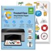 Printable Vinyl Sticker Paper for Inkjet Printer - Self Adhesive Frosty Clear Waterproof Transparent Sticker Sheets - 95% Clear Printable Vinyl - 40 Sheets 8.5x11 - Ideal for Cricut & Home Printing