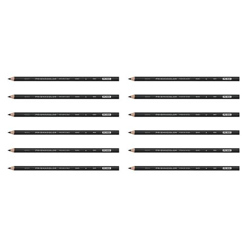 Prismacolor Premier Colored Pencils, Black Lead with Black Barrels, 12 Count - Adult Coloring, Blending, Shading, Sketching, Drawing, Art, Creative
