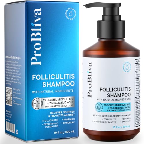 ProBliva Folliculitis Shampoo: Medicated Antifungal Shampoo for Folliculitis, Scalp Psoriasis, Dandruff & Seborrheic Dermatitis – Exfoliating Care for Scalp Buildup, Itch & Dryness - 10 fl.oz