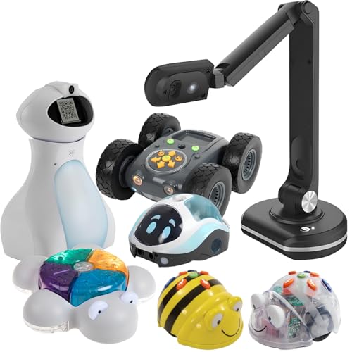 Programming Journey Coding Robotics Bundle - Bee-Bot, Blue-Bot, Go and Glow-Bot, Tuff-Bot, Loti-Bot and Oti-Bot with JoyUsing V500S 8MP USB Document Camera for Classrooms and Training Programs