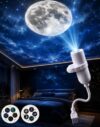 Projector, Moon Galaxy Night Light for Bedroom, Plug in Ocean Ceiling Projector LED Starry Sky Lamp with 360° Flexible Adjustable, USB Light for Home Decor Sleep Mood Lighting
