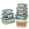 ProKeeper Borosilicate Glass Food Storage Containers W Airtight Leak-Proof Snap-Lock Lids Removable Silicone Bases, Assorted Sizes Oven Freezer & Microwave Safe BPA-Free, Mint (16-Piece Everyday Set)