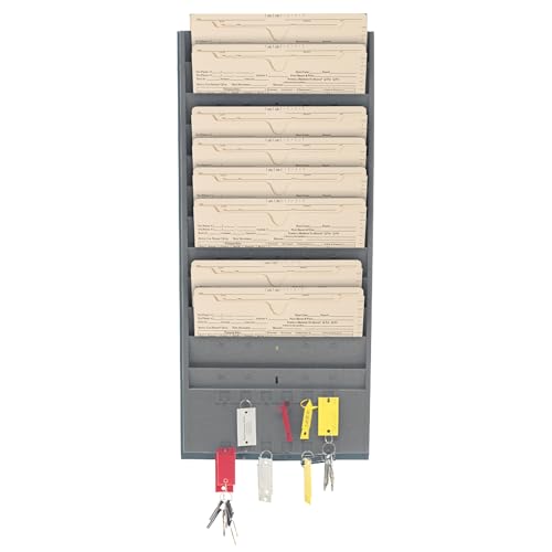 PROLific Automotive Products CHAMP Repair Order Rack with Key Hanger, Heavy-Duty 12-Pocket Alloy Steel Wall Mount Organizer with 12 Key Hangers, Ideal for Auto Workshops and Garages - Gray