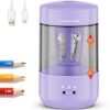Prolixity Electric Pencil Sharpener for Classroom, Fully Automatic Pencil Sharpener for 6-8mm Pencils & Colored Pencils, Auto in & Out, Type-C Rechargeable Pencil Sharpeners for Home, School, Purple