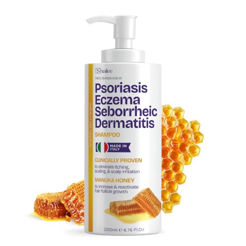 Psoriasis Shampoo for Eczema, and Folliculitis Treatment - Seborrheic Dermatitis Antifungal Shampoo for Ringworm, Acne, Flaking, Dry & Itchy Scalp Treatment - Psoriasis Relief with Manuka Honey