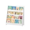 PUDDINER 4-Tier Kids Bookshelf, Toddler Book Display Shelf, Children's Book Organizer with Open Front Storage Design, Toy Storage Shelf for Bedroom, Playroom, Nursery, Classroom, White