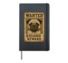 Pug Wanted Picture Hardcover Journal, Black