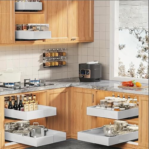 Pull Out Cabinet Organizer, Expandable Pull Out Storage Shelf Adjustable from 9.25 Inch to 14.1 Inch, Heavy Duty Metal Slide Out Drawer Organizer for Bathroom Pantry Storage Room, Black