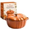 Pumpkin Dutch Oven, 4QT Enameled Cast Iron Pot with Lid，Orange A 7.9in