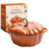Pumpkin Dutch Oven, 4QT Enameled Cast Iron Pot with Lid，Orange B 9.8in
